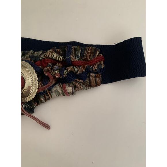 Custom Handmade 1980 Tapestry Concho Southwestern Adjustable Belt Navy main image 6